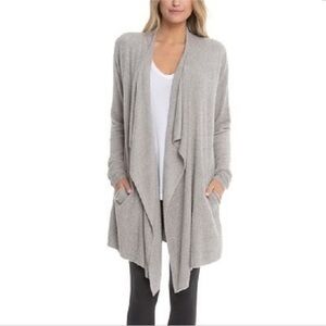 Barefoot Dreams Grey Cardigan Waterfall High Low Sweater